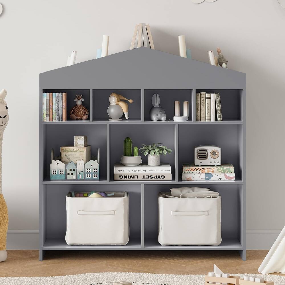 Kids Bookshelf 9-Cubby Toy Storage Organizer for Creative Play