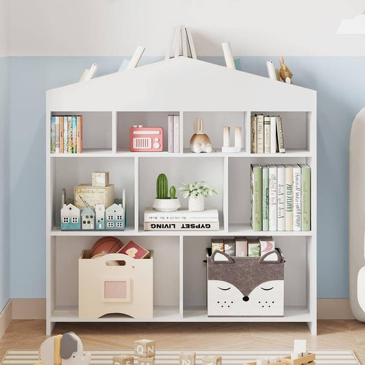 Kids Bookshelf 9-Cubby Toy Storage Organizer for Creative Play