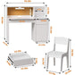 Kids Desk and Chair Set,Kids Study Desk with 3-Color Lights,Tiltable Desktop for Kids 5-12