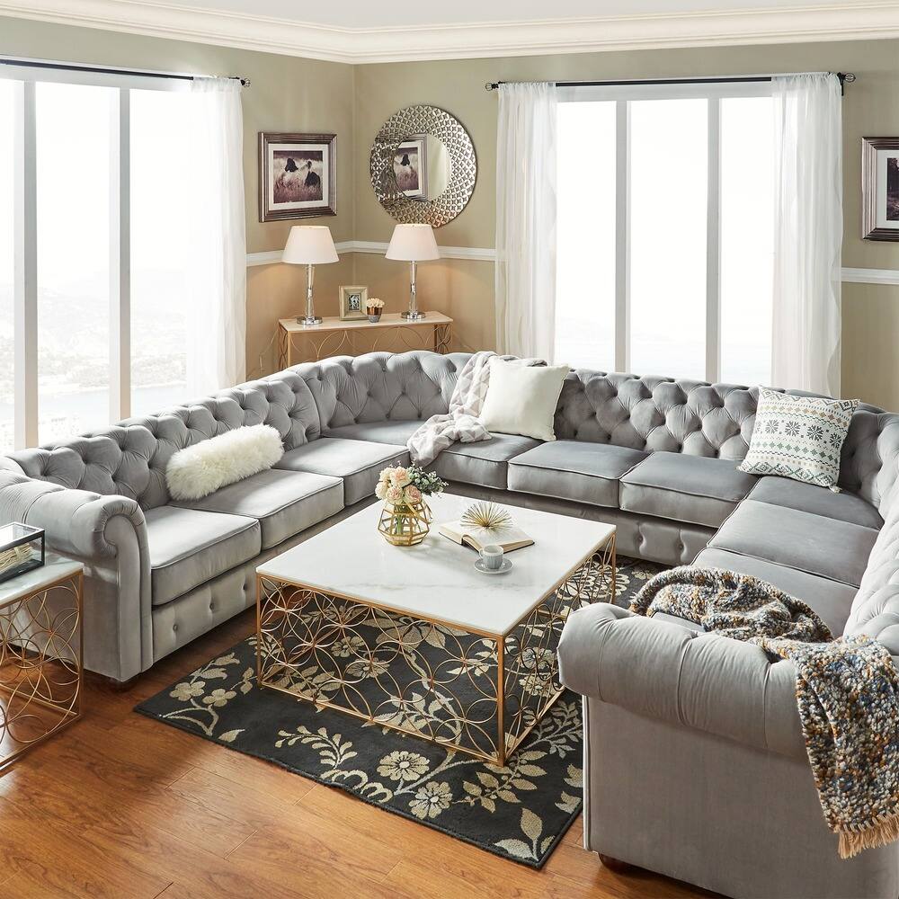 Chesterfield 11-Seat U-Shaped Sectional Sofa - Luxury Seating for Dubai Homes