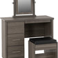 Grey 3 Drawers Dressing Table with Stool