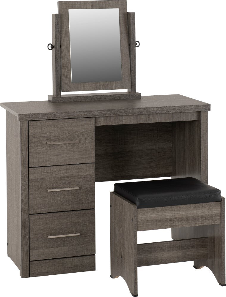 Grey 3 Drawers Dressing Table with Stool