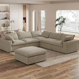 Large Down Filled Corner Sectional Sofa Couch with Ottoman for Living Room Set – Ideal for Dubai Homes
