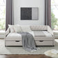 Linen Daybed with Drawers,Tufted Sofa Bed with Button and Copper Nail