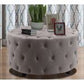 Linen Tufted Round Ottoman