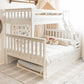 Twin over Full Bunk Bed with Trundle Bed - White