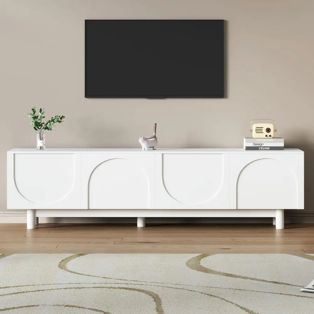 Minimalist TV Stand with Arch Cabinets for TVs Up to 78"