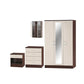 Mirrored Door 3-Piece Wardrobe Set in Walnut
