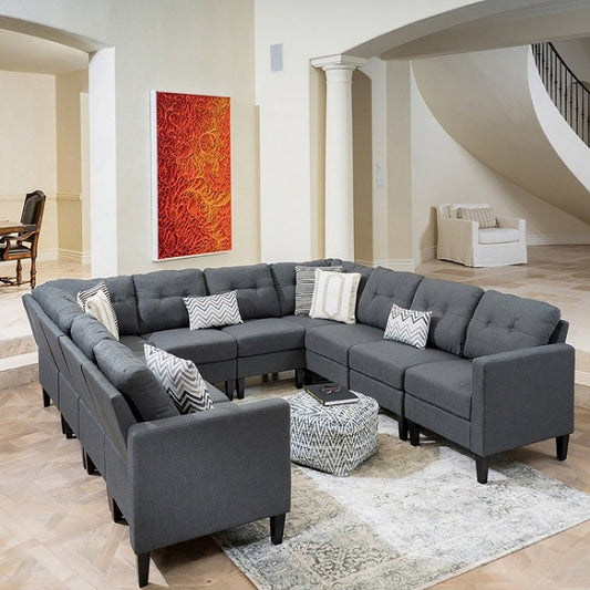 Modern 10-piece U-shaped Sectional Sofa - Stylish & Comfortable for Your Home in Dubai