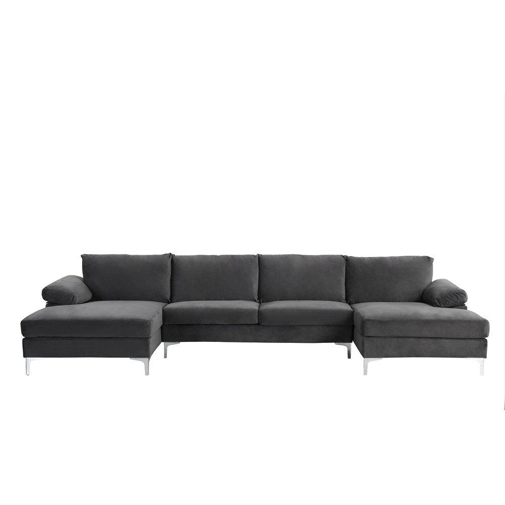Luxurious Modern XL Velvet U-Shaped Sectional Sofa for 6-Person Comfort