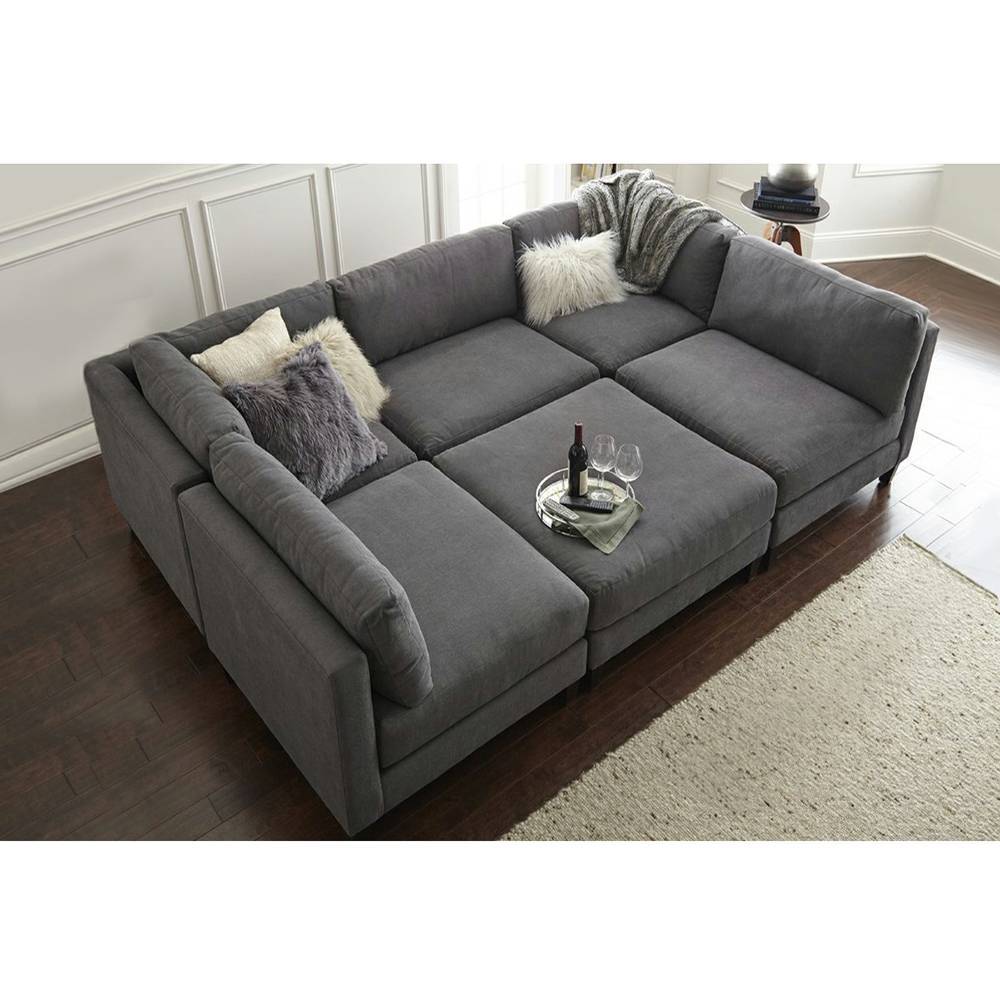 Luxurious 6-Piece Modular Sectional Sofa with Ottoman – Comfortable, Customizable & Stylish for Your Living Room
