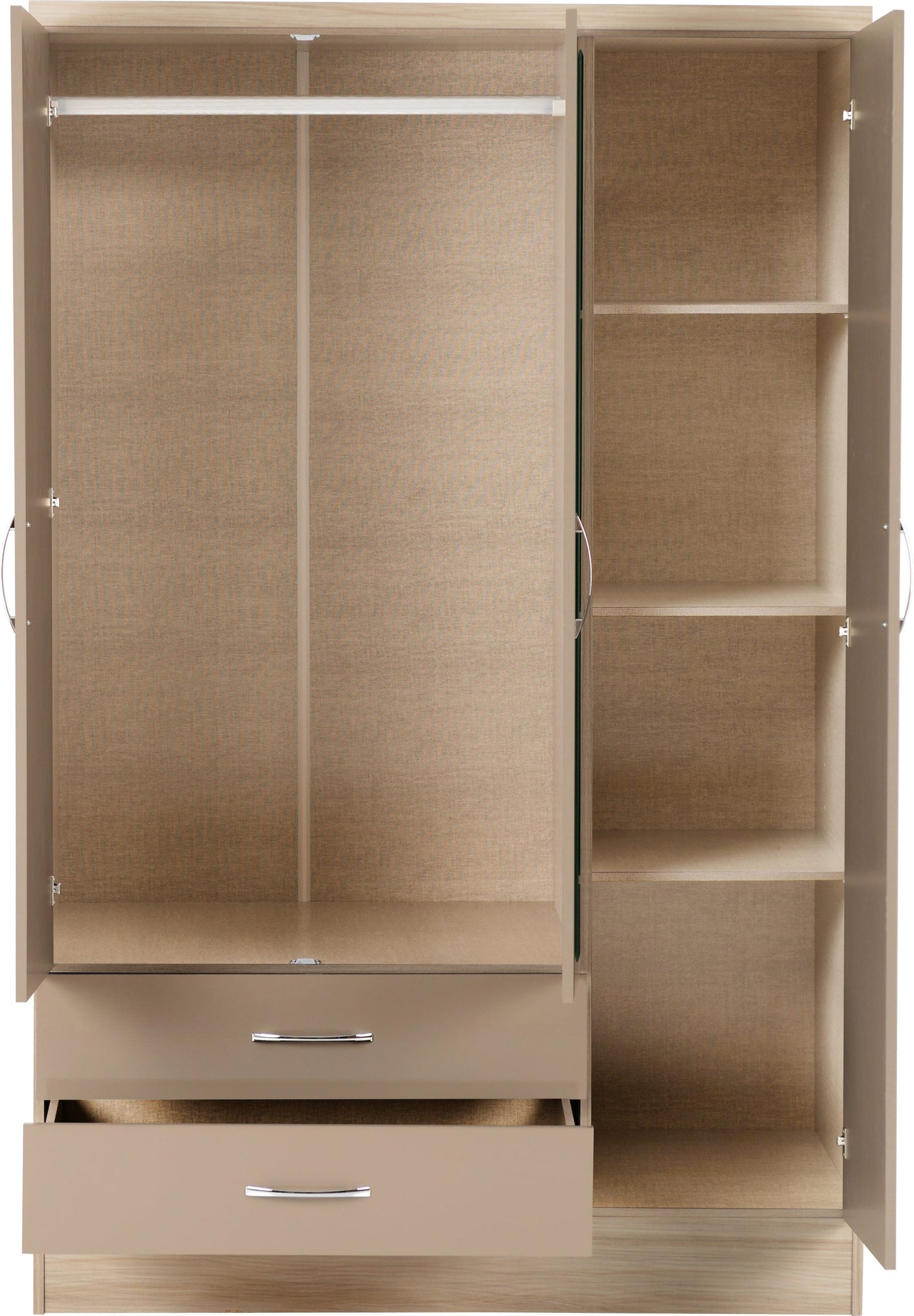 Nevada White Drawer Wardrobe With Mirror