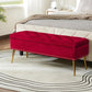 Neptunus Modern 45.5" W Velvet Bedroom Storage Bench for End of Bed with Nailhead Trim by HULALA HOME - Red