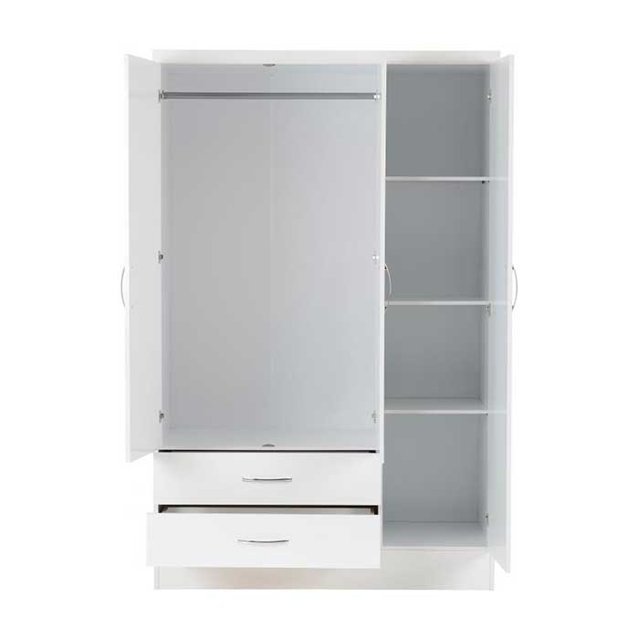 Nevada White Drawer Wardrobe With Mirror