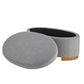 Oval Shape Grey Storage Ottoman