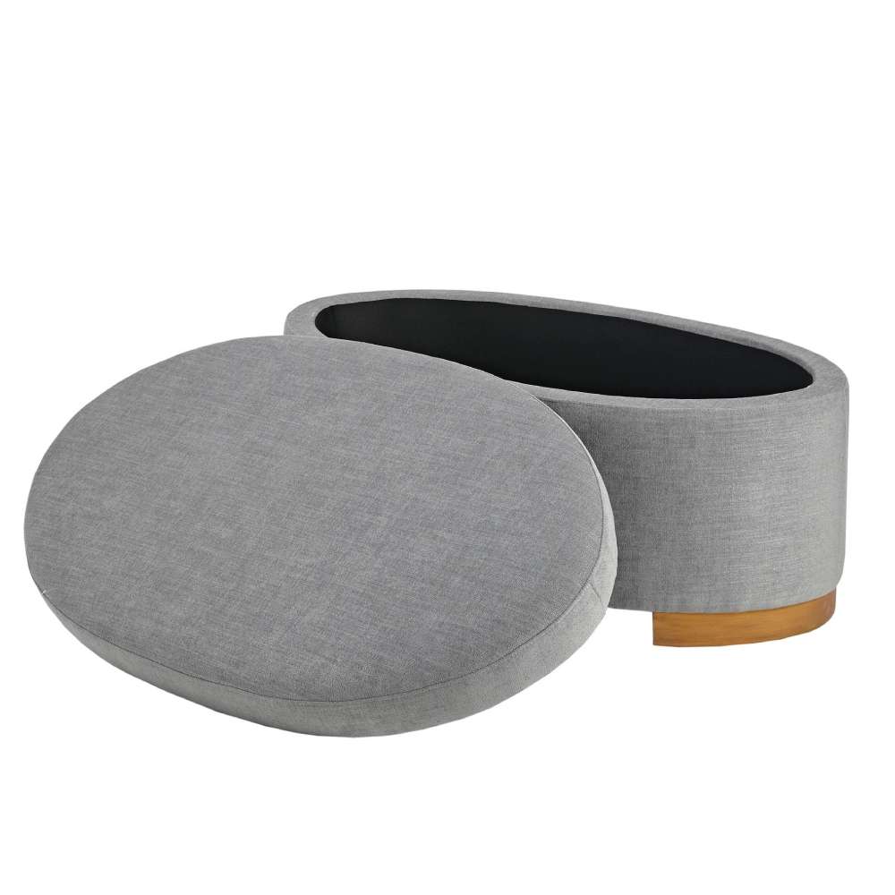 Oval Shape Grey Storage Ottoman