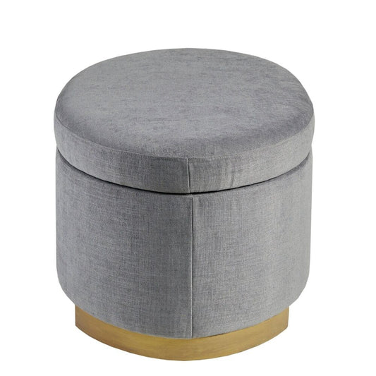 Oval Shape Grey Storage Ottoman