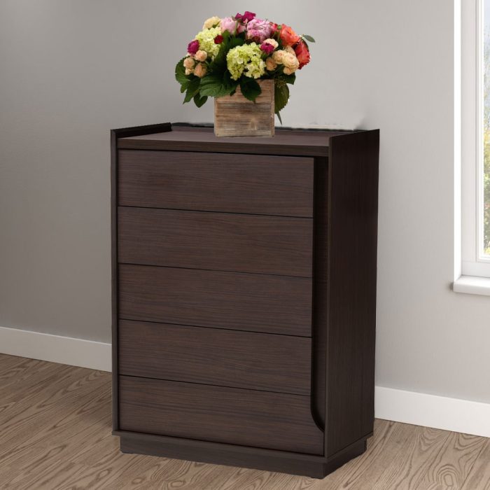 Queen Brown Finished 5 Drawer Chest