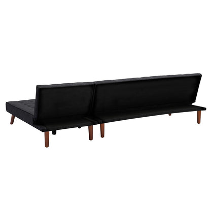 Reversible Sectional Sleeper Sofa Black Fabric With Wood Legs | Modern Comfort in Dubai