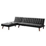 Reversible Sectional Sleeper Sofa Black Fabric With Wood Legs | Modern Comfort in Dubai
