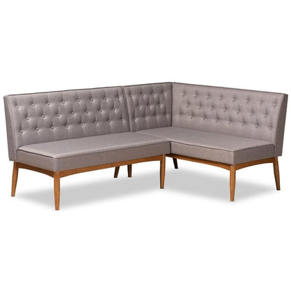 Riordan Mid-Century Modern 2-Piece Dining Nook Banquette Set