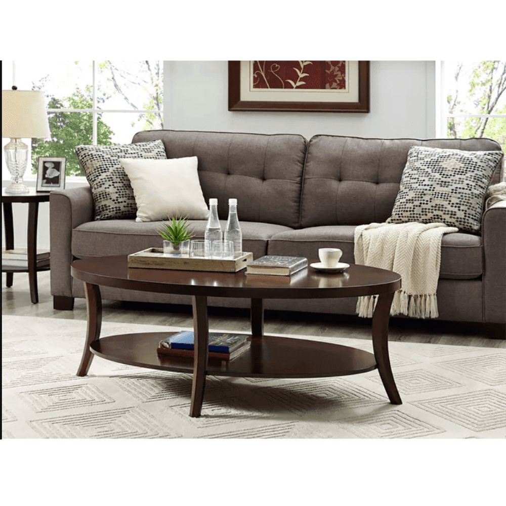 Round End Table with Shelf