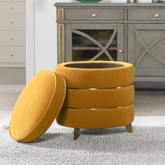 Round Gold Ring Storage Ottoman