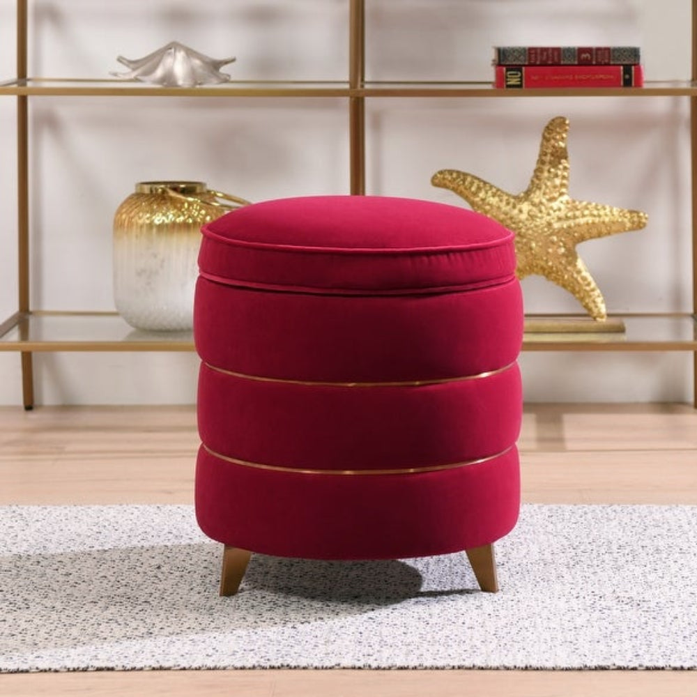 Round Gold Ring Storage Ottoman