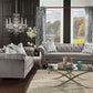 Royal style tufted sofa in light mocha fabric