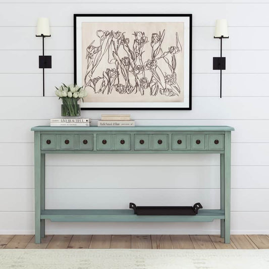 Sadie Wood Entryway Console Table – Charming Cottage Style with Ample Storage for Dubai & UAE Homes