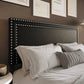 Dark Grey Velvet King Size Ottoman Bed with Studded Headboard