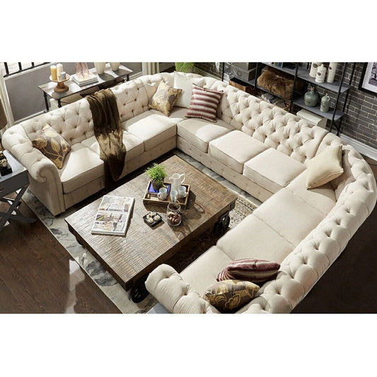 Chesterfield 11-Seat U-Shaped Sectional Sofa - Luxury Seating for Dubai Homes