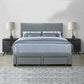 Storage Bed With Grey Fabric Covering