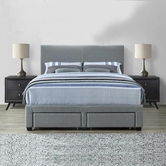 Storage Bed With Grey Fabric Covering
