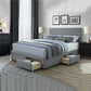Storage Bed With Grey Fabric Covering