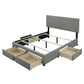 Storage Bed With Grey Fabric Covering