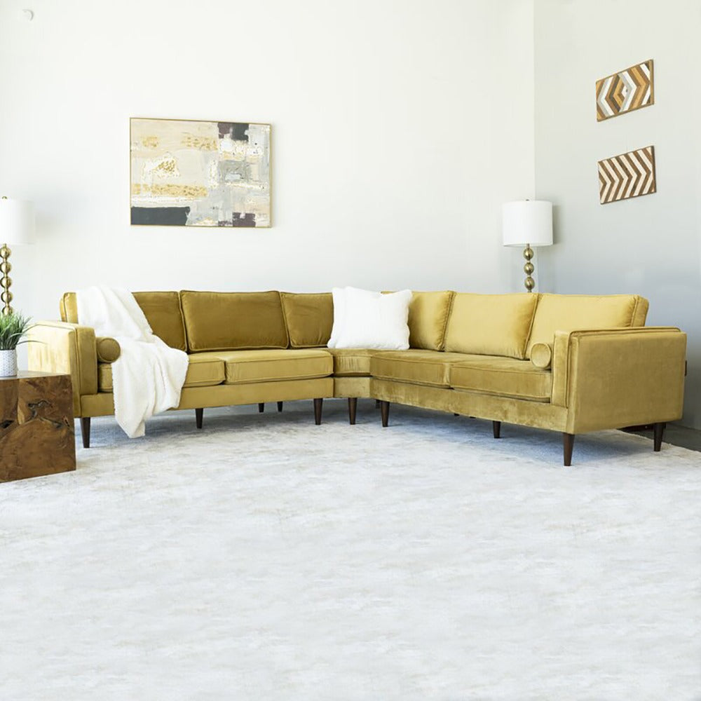 Symmetrical Corner Velvet Sectional Sofa - Stylish and Comfortable 3-Piece Design