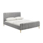 Angela Channel Tufted Velvet Bed in Grey