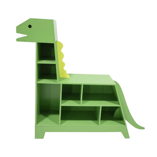 Teamson Kids Dinosaur Shaped Bookcase / Toy Organizer with Assorted Cubbies