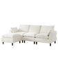 Ouyessir Overstuffed Modular Sectional L-Shaped Sofa Chenille Fabric with Ottoman Reversible - White