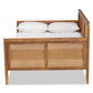Toveli Vintage French Walnut Wood and Rattan Full Size Daybed