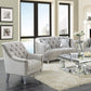 Traditional gray fabric tufted curved back sofa
