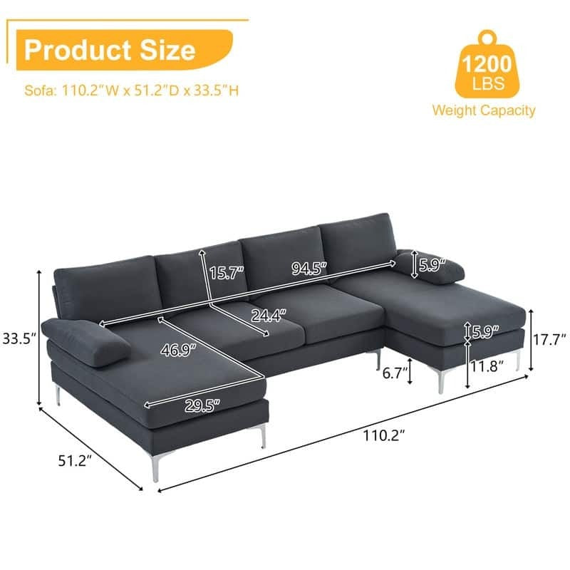 4 Seater L Shaped Sofa with Storage Ottoman | Zavior Dubai