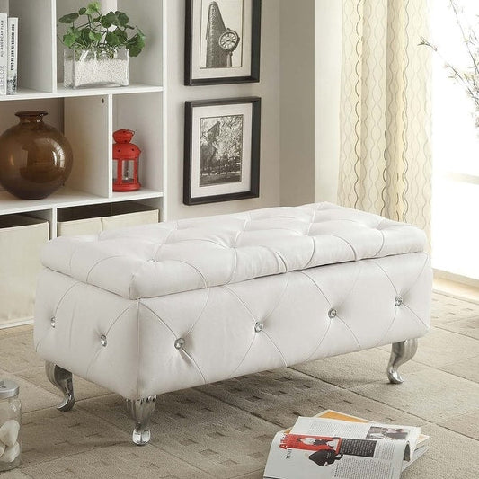 Elegant Upholstered Tufted Storage Bench - Grey | Timeless Design for Dubai Homes