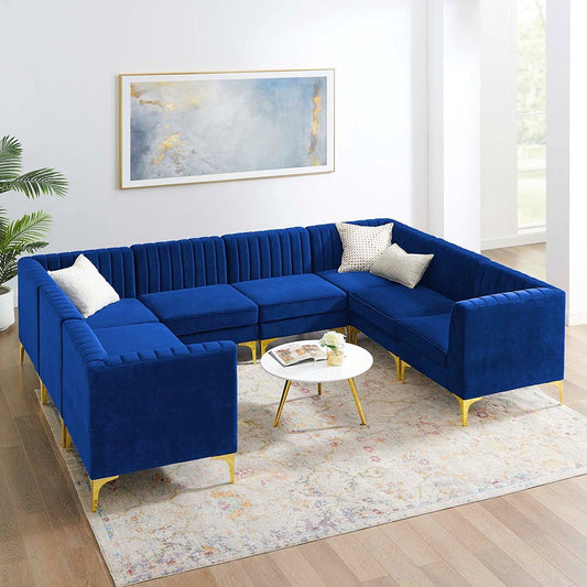 Luxurious Valencia Channel Tufted Velvet 8 Piece Sectional Sofa for Ultimate Comfort
