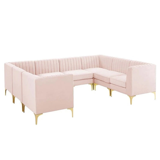Luxurious Valencia Channel Tufted Velvet 8 Piece Sectional Sofa for Ultimate Comfort