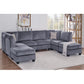 Velvet Grey Modular Sectional Sofa with Ottoman | Zavior Furniture UAE