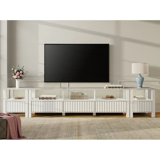 WAMPAT TV Stand for TVs , White Modern Entertainment Center for 55-115 inch TV Console Table, Media TV Cabinet