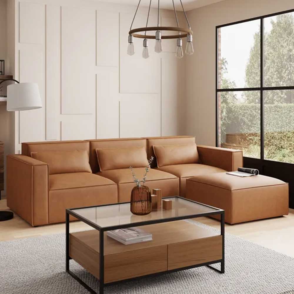 Zavior Furniture Faux Leather Sectional Sofa