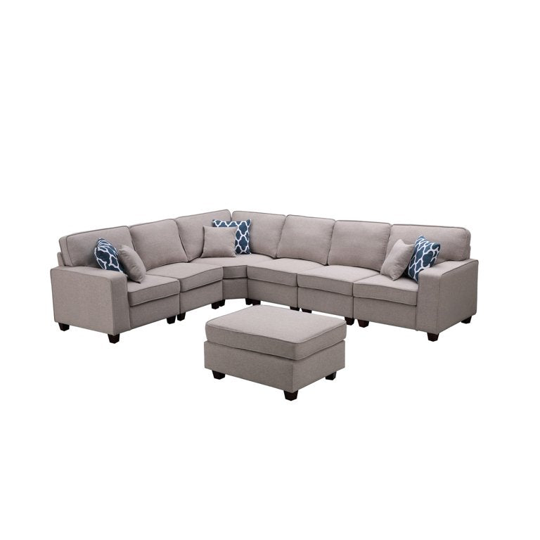Casanova 7-piece Dark Gray Linen Modular Sectional Sofa